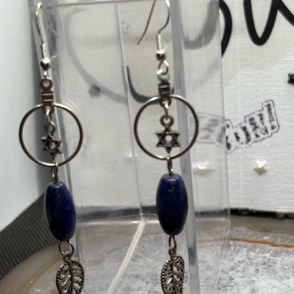 Silver and lapis Dangle Earrings